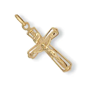 Crucifix Cross Pendant Necklace in 9ct Yellow Gold 1.3g