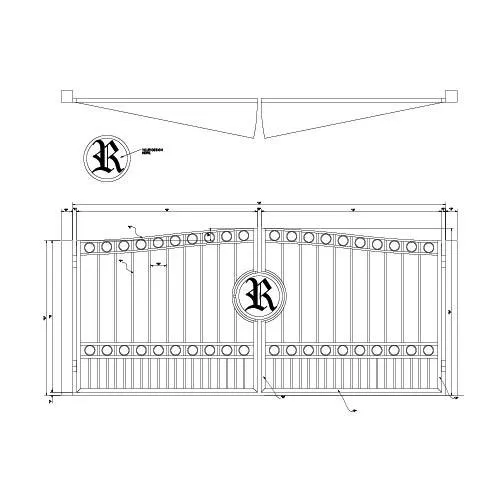 Custom Full Over Arch Gate With Personal Emblem & Top and Bottom Rings
