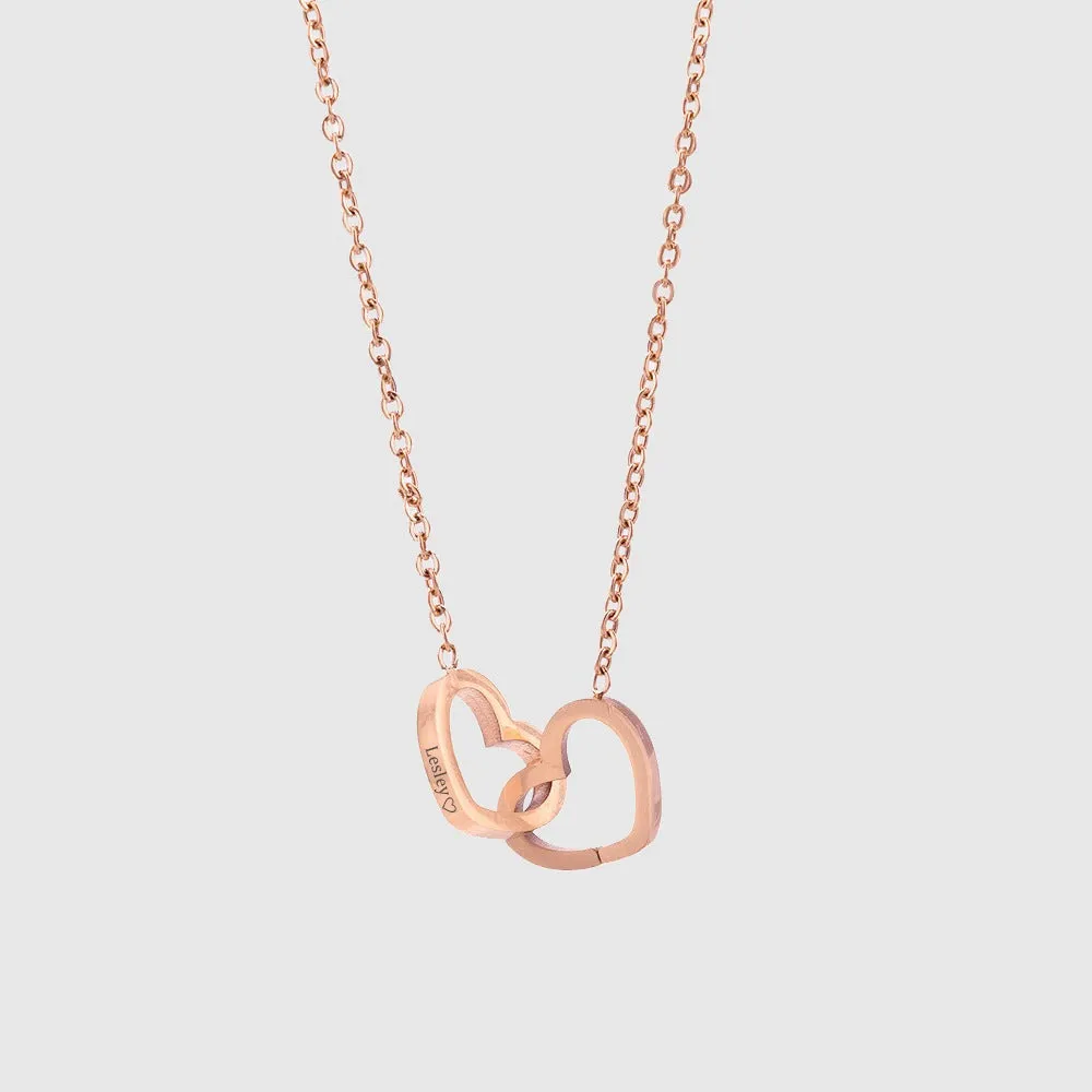 Custom Name Personalized Double Heart Necklace With 2 Names