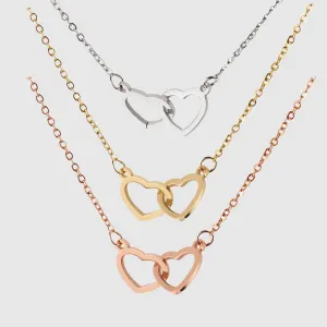 Custom Name Personalized Double Heart Necklace With 2 Names