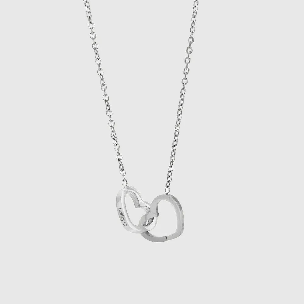 Custom Name Personalized Double Heart Necklace With 2 Names