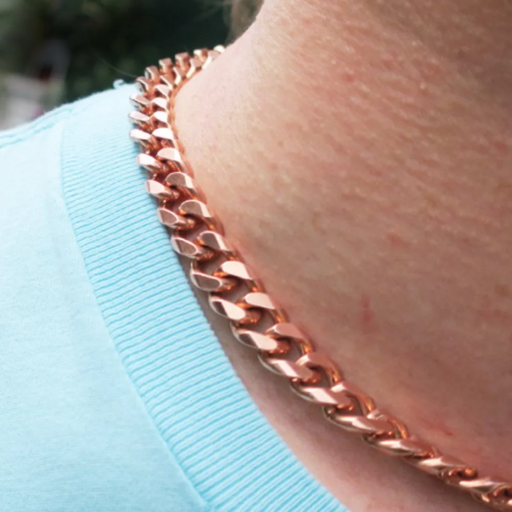 Custom Necklace Chain Cuban Curb Chain Necklace NC76M Heavy 10mm Copper Curb Chain Necklace Custom Size Chain