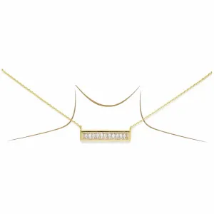 CZ Emerald Cut Stone Pave Bar Gold Dipped Short Chain Necklace