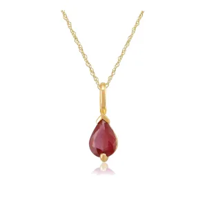 Damen 375 Gold 9 Karat Gelbgold Birne Rubin Klassisch Klaue Satz Anhänger Halskette Rot 45cm