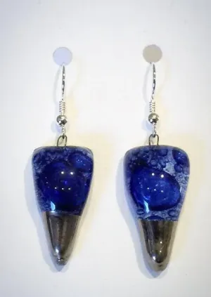 Dark Blue Bubble Arrow Platinum Earrings (A93)