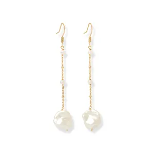 Decus fine chain earrings with keishi pearl drops