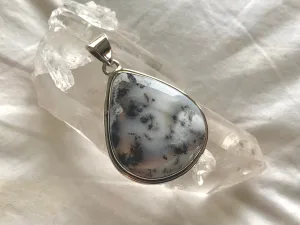 Dendritic Agate Brea Pendant - Chunky Teardrop