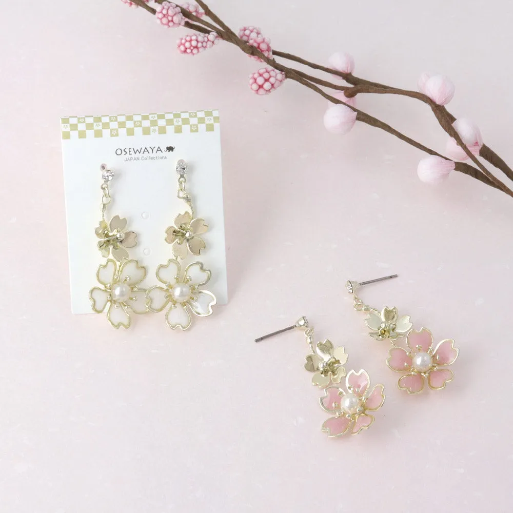 Double Sakura Drop Earrings