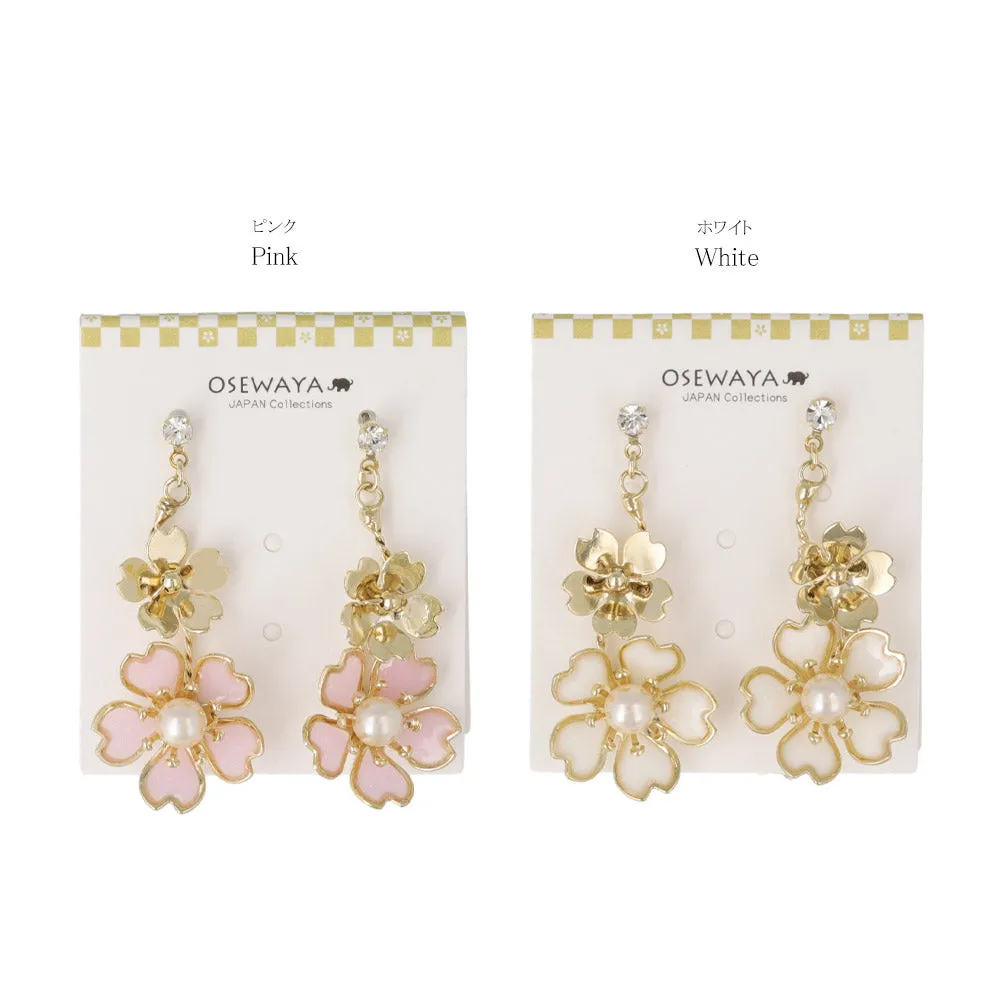 Double Sakura Drop Earrings