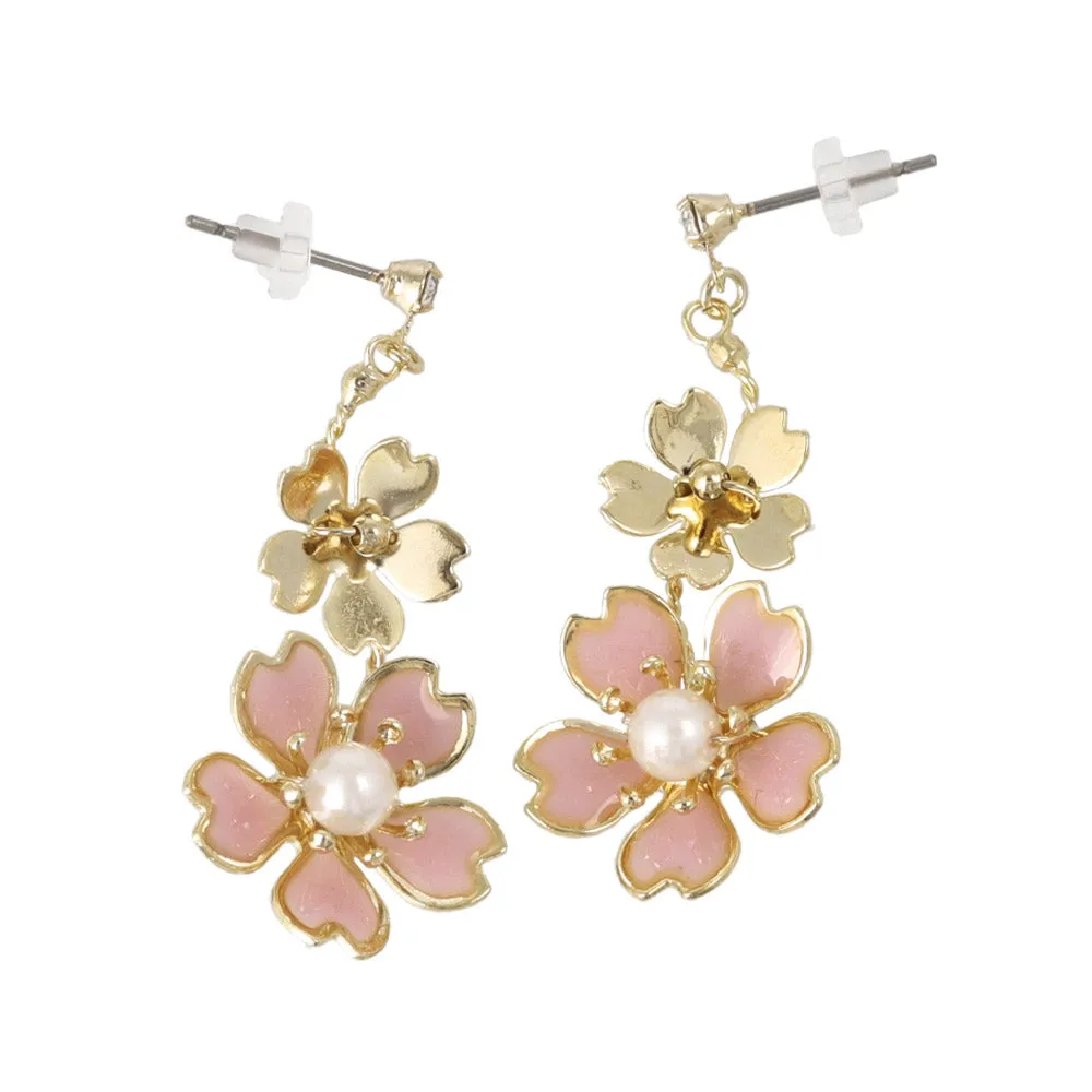 Double Sakura Drop Earrings