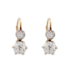 Edwardian Style Diamond 18K Rose White Gold Drop Earrings