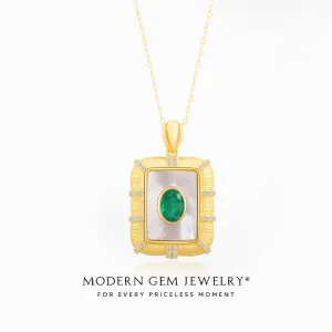 Emerald Birthstone Necklace in Yellow Gold