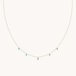 Emerald Charm Necklace in Solid Gold