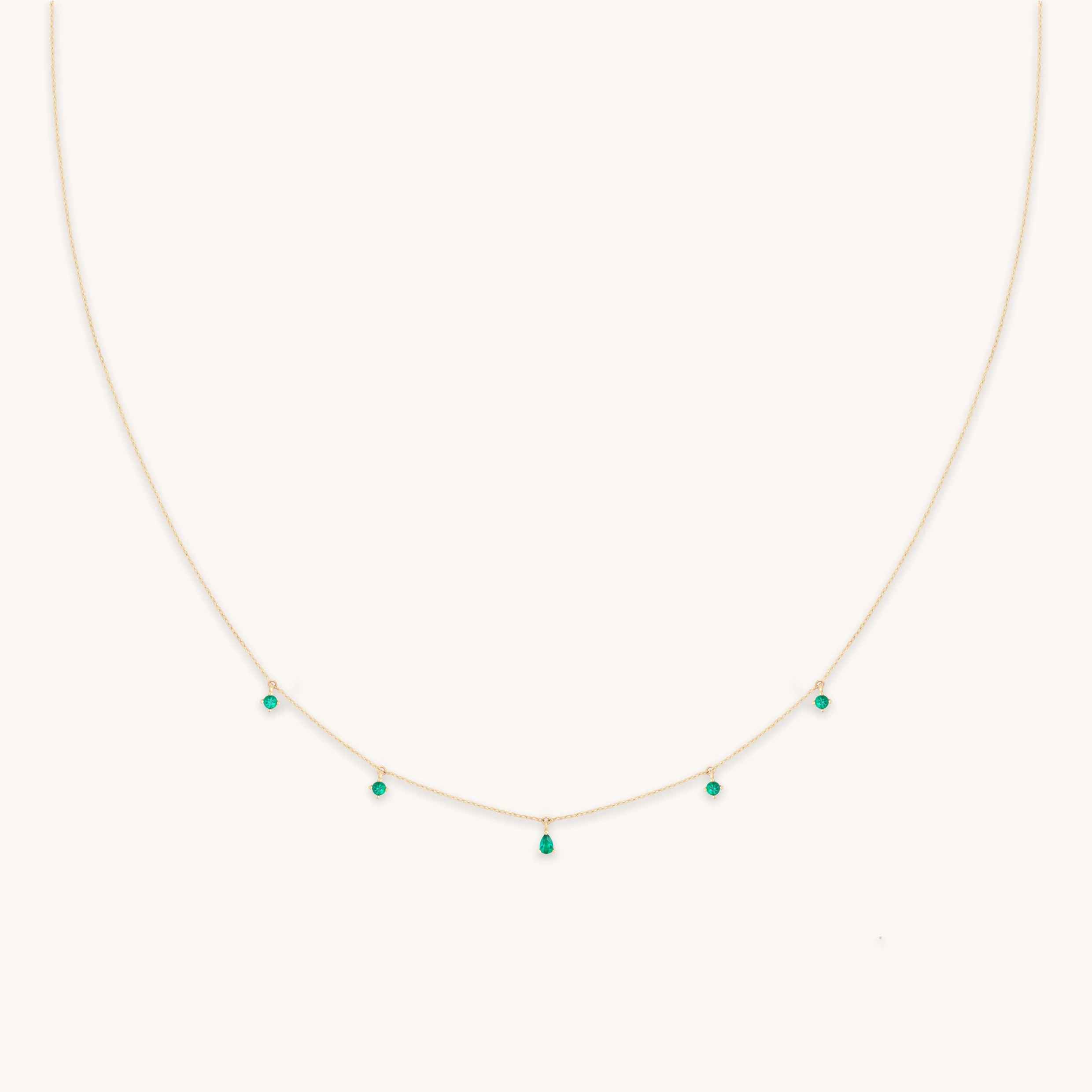 Emerald Charm Necklace in Solid Gold