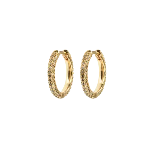 Emilia by Bon Dep - Medium Stone Covered Hoops - Army