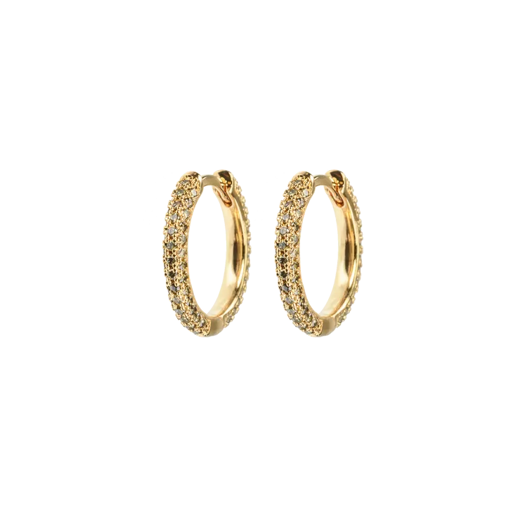 Emilia by Bon Dep - Medium Stone Covered Hoops - Army