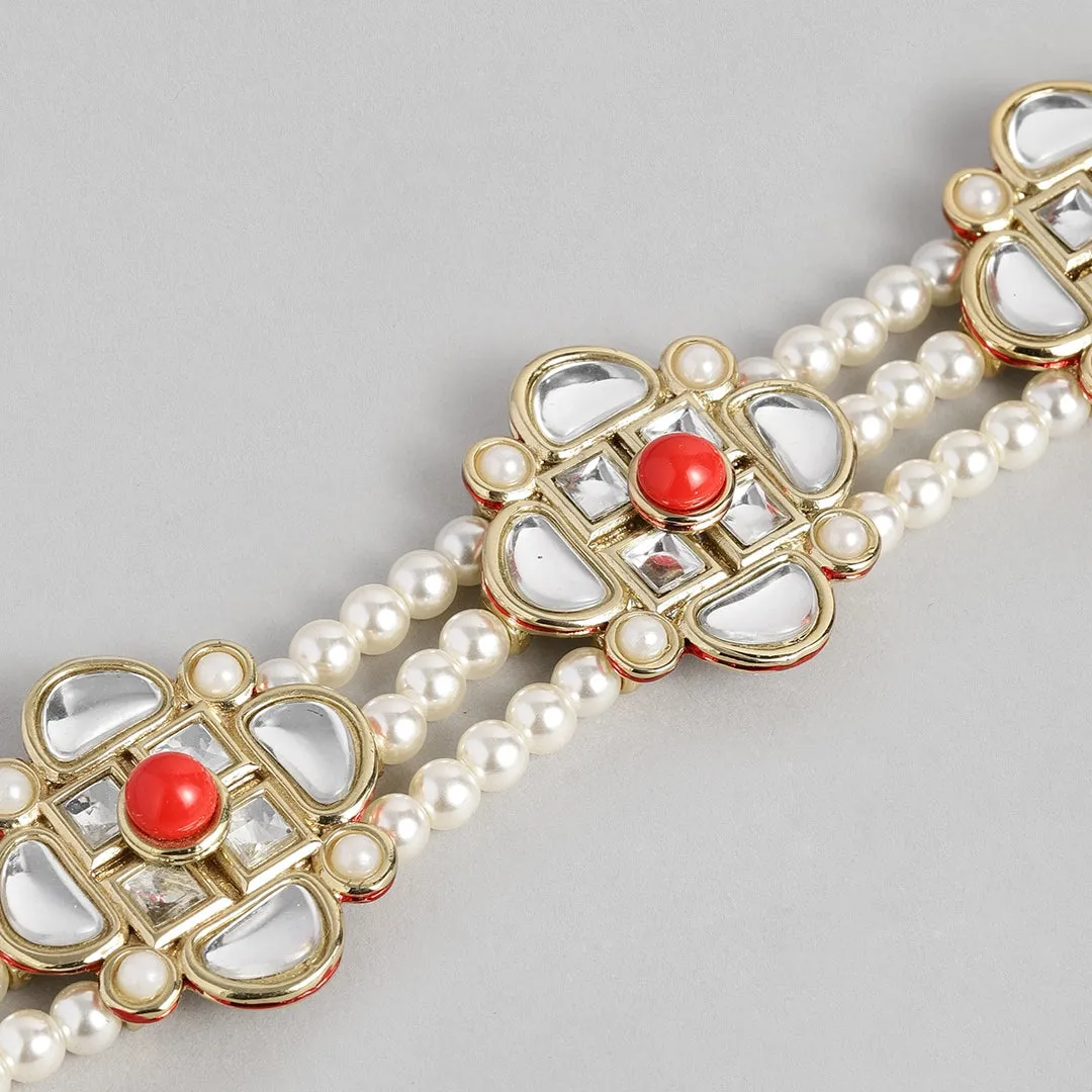 Estele Traditional Chokar Jewelry with Pearls Combination Necklace Set for Women and Girls