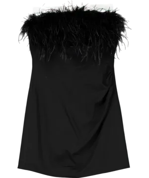 F.ILKK Black Feather Mini Dress UK 10