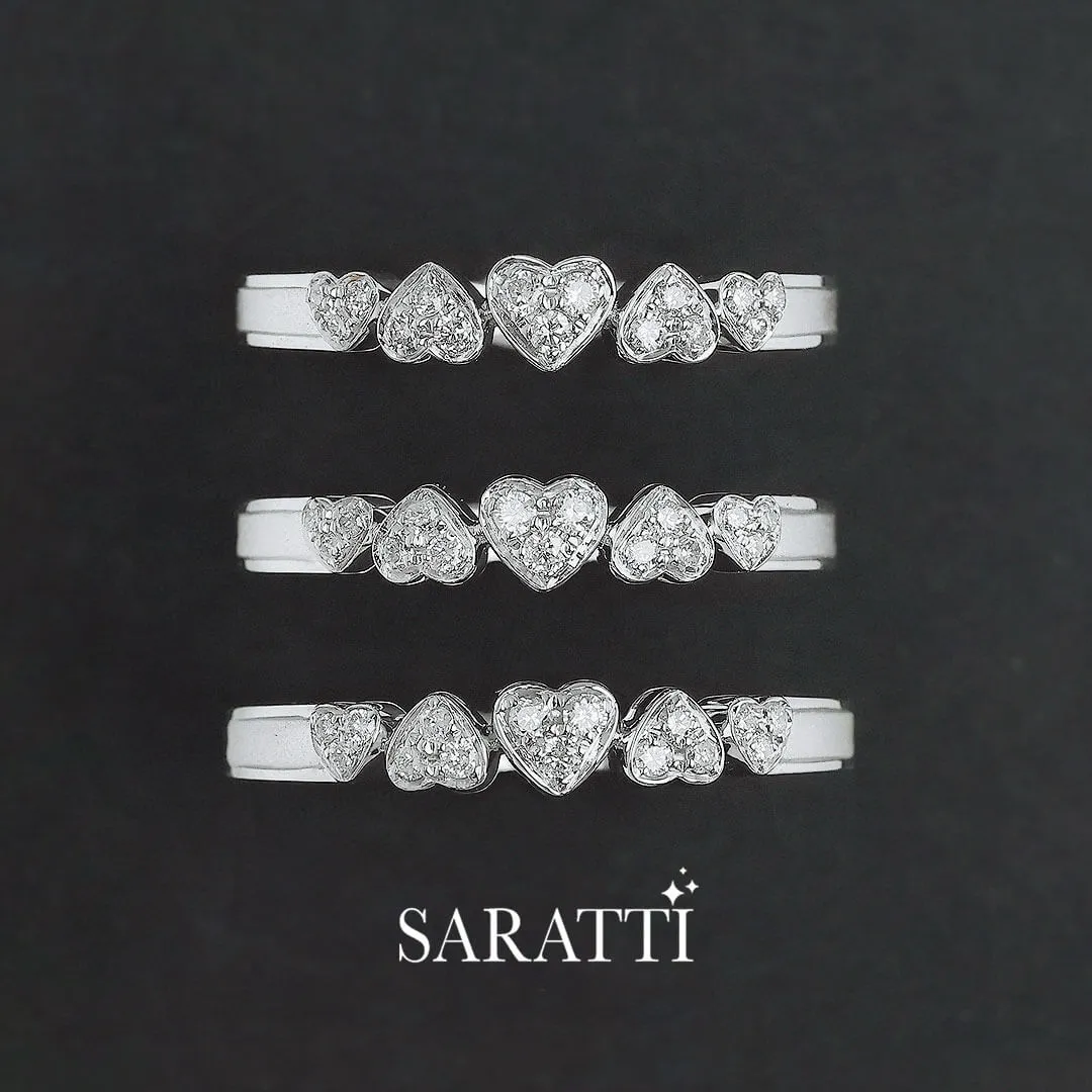 Five Heart Diamond Eternity Wedding Bands