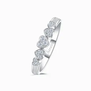 Five Heart Diamond Eternity Wedding Bands