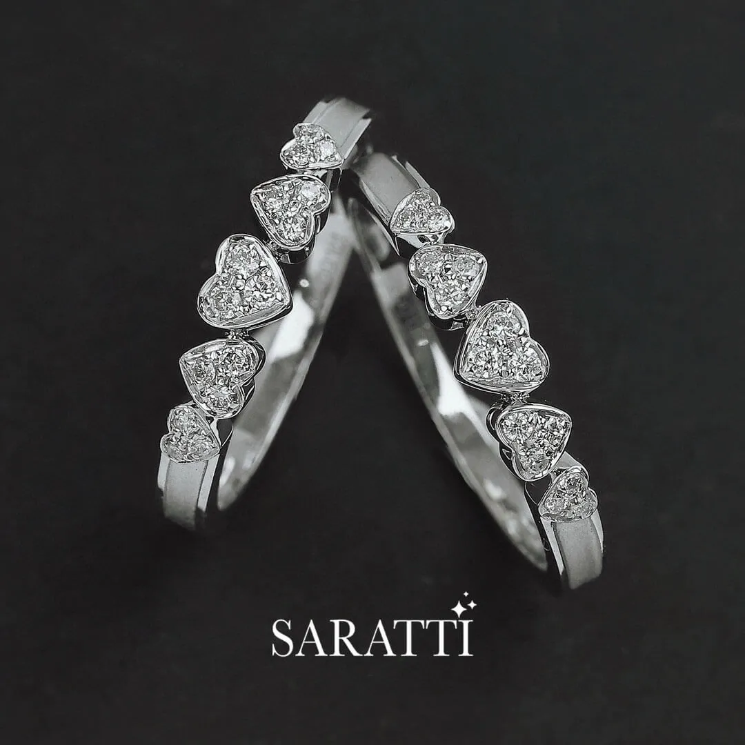Five Heart Diamond Eternity Wedding Bands