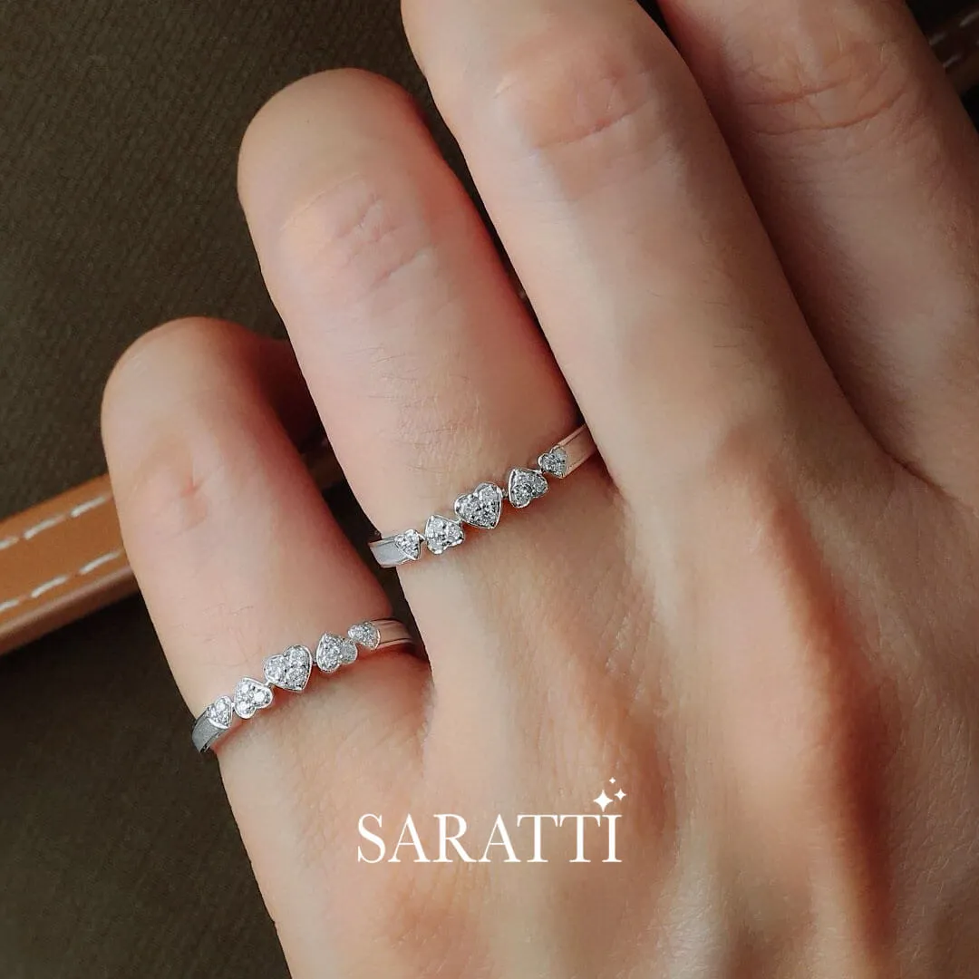 Five Heart Diamond Eternity Wedding Bands