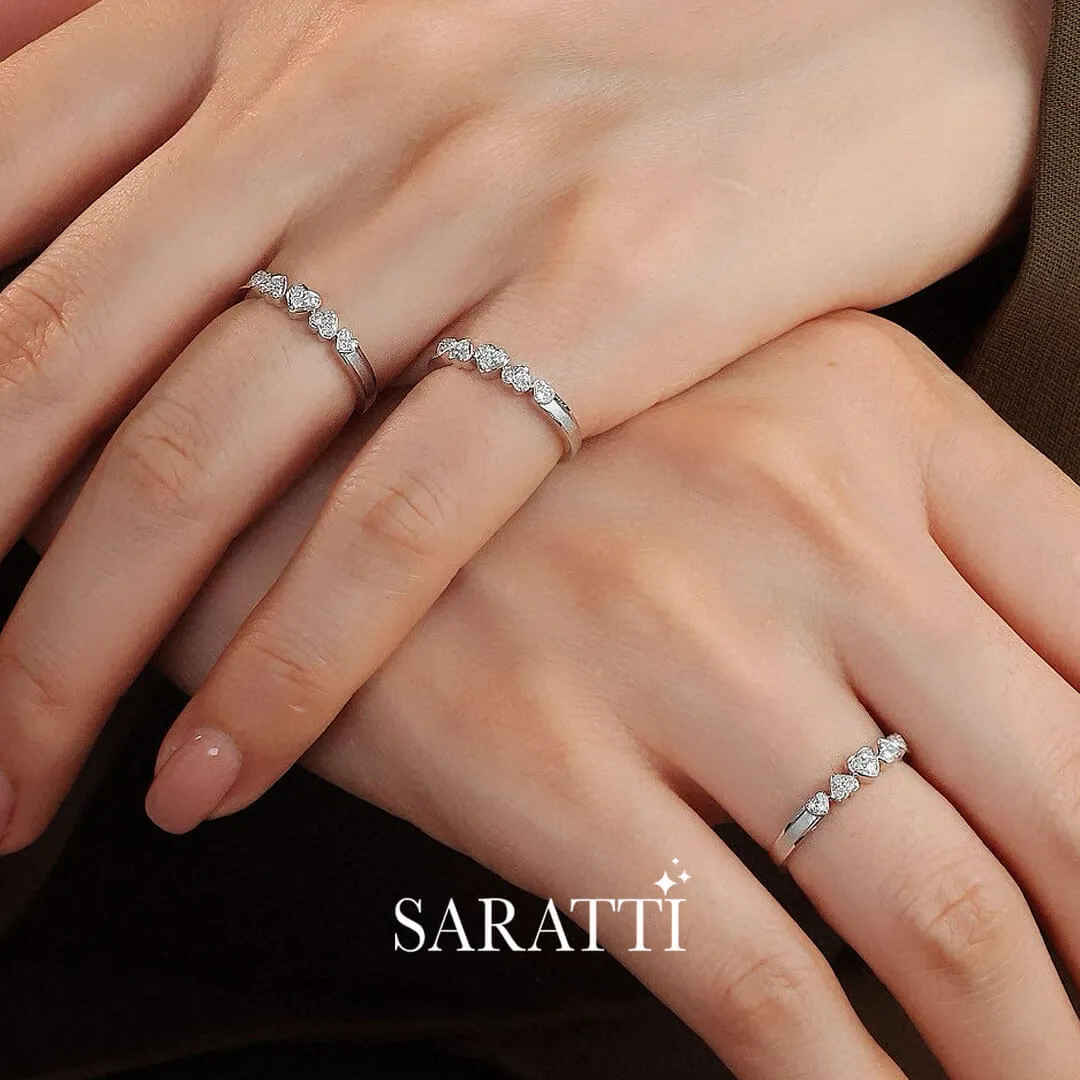 Five Heart Diamond Eternity Wedding Bands