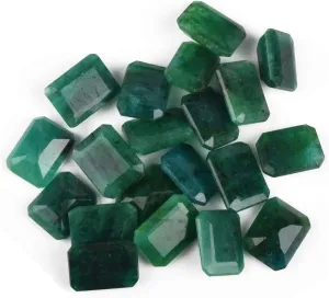 GEMHUB Zambian A  Grade Green Emerald Approx 200 Ct. Set of Fine 20 Pieces Natural Green Emerald Loose Gemstones Beads