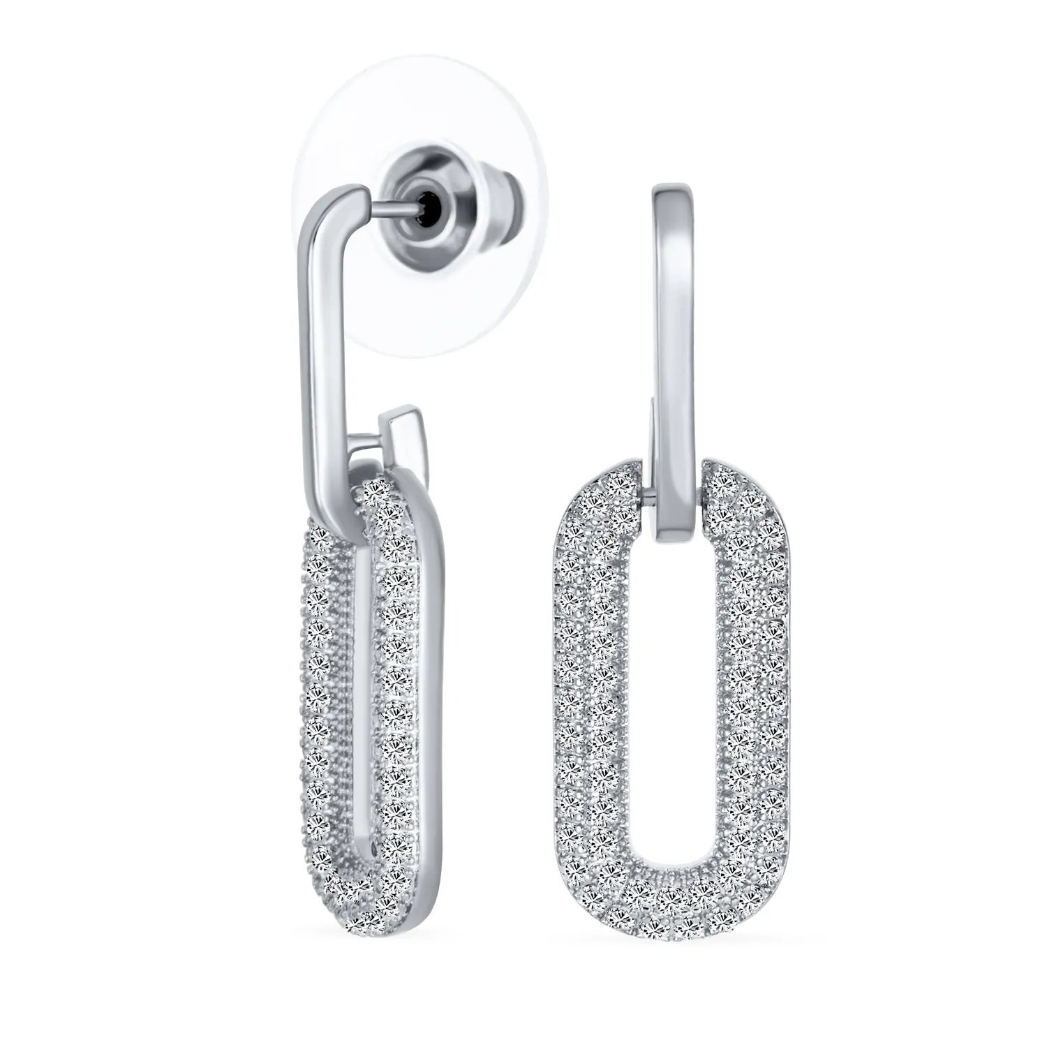 Geometric Dangle Chandelier Earrings with CZ in 14K Gold Plated Silver