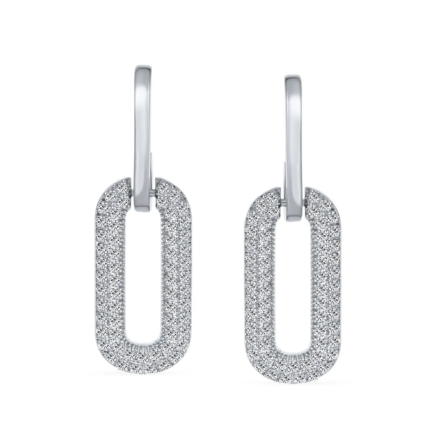 Geometric Dangle Chandelier Earrings with CZ in 14K Gold Plated Silver