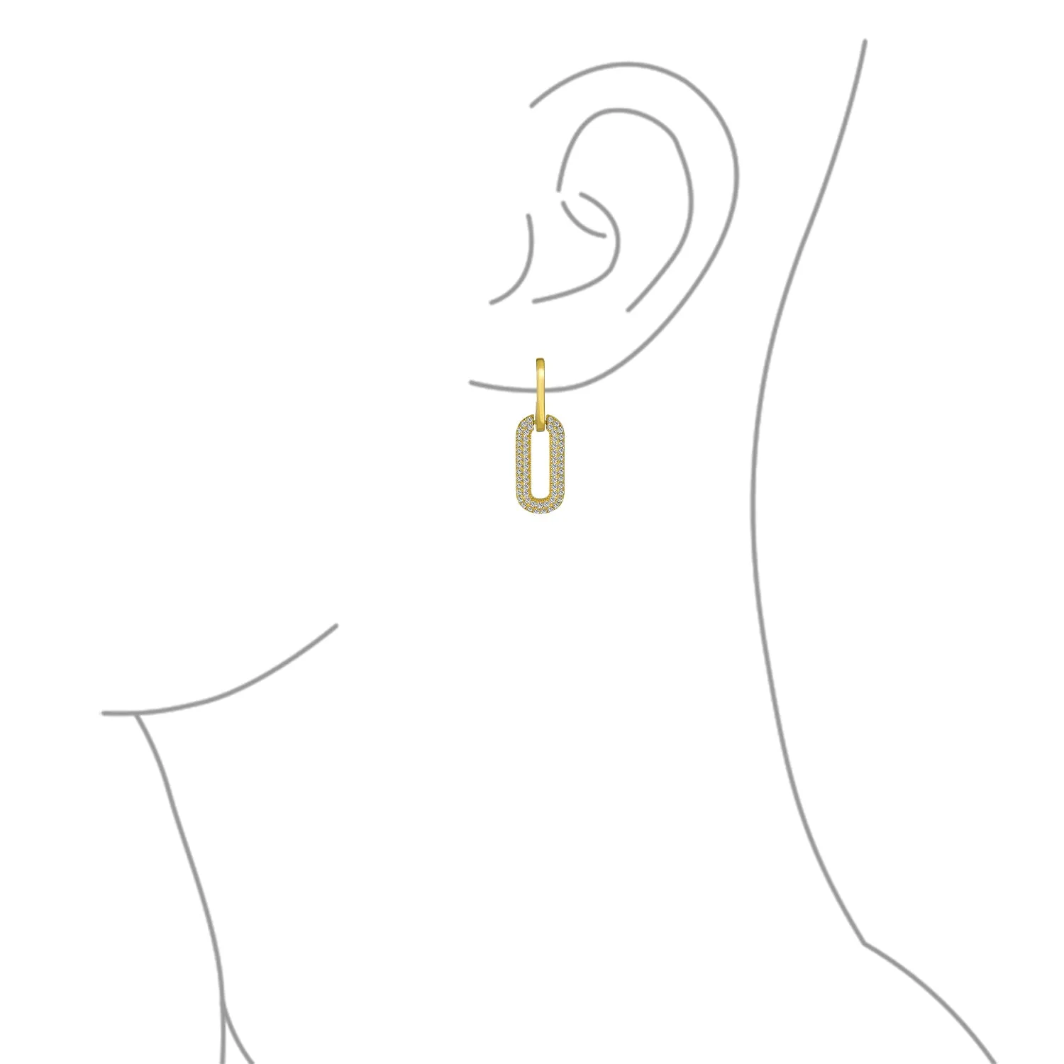 Geometric Dangle Chandelier Earrings with CZ in 14K Gold Plated Silver