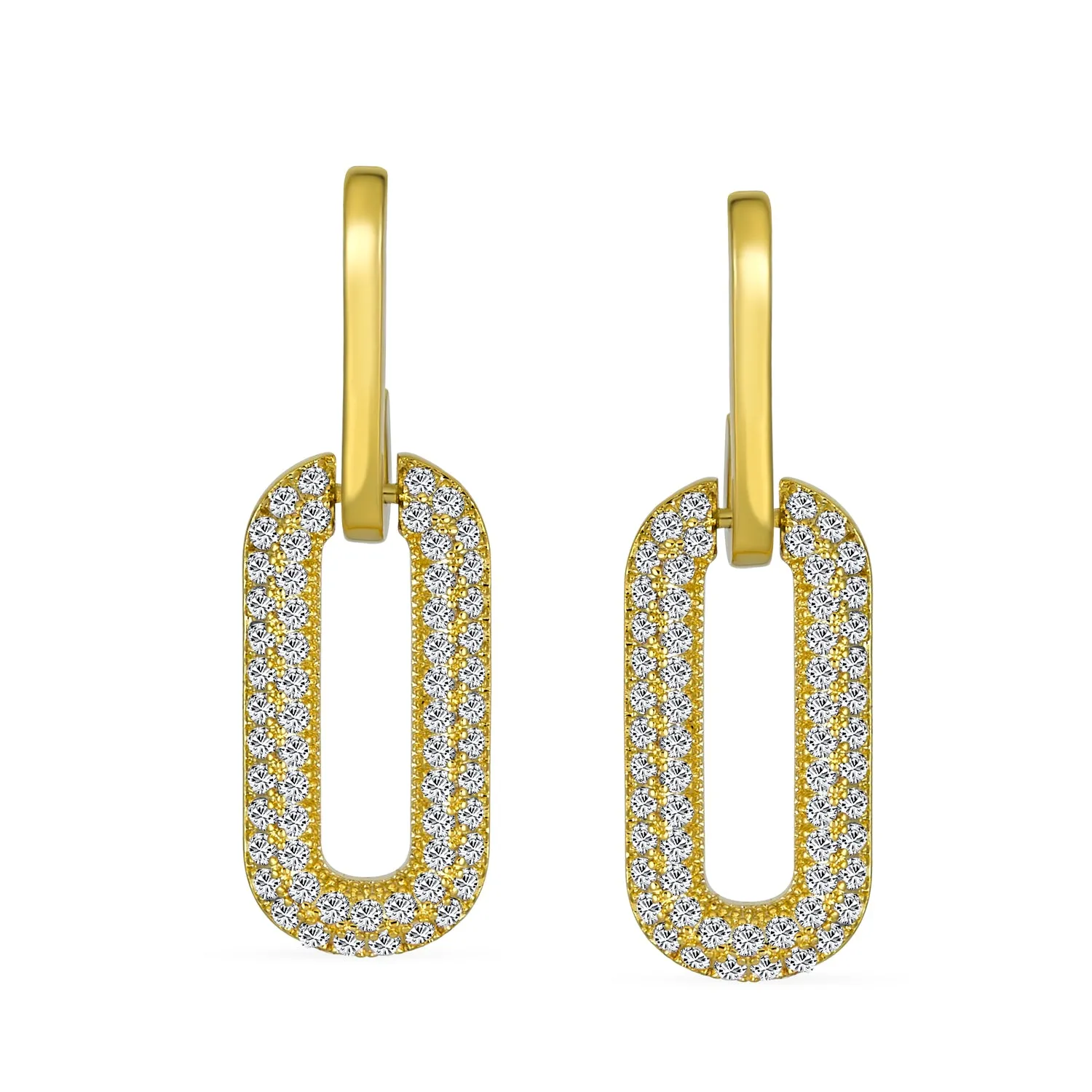 Geometric Dangle Chandelier Earrings with CZ in 14K Gold Plated Silver
