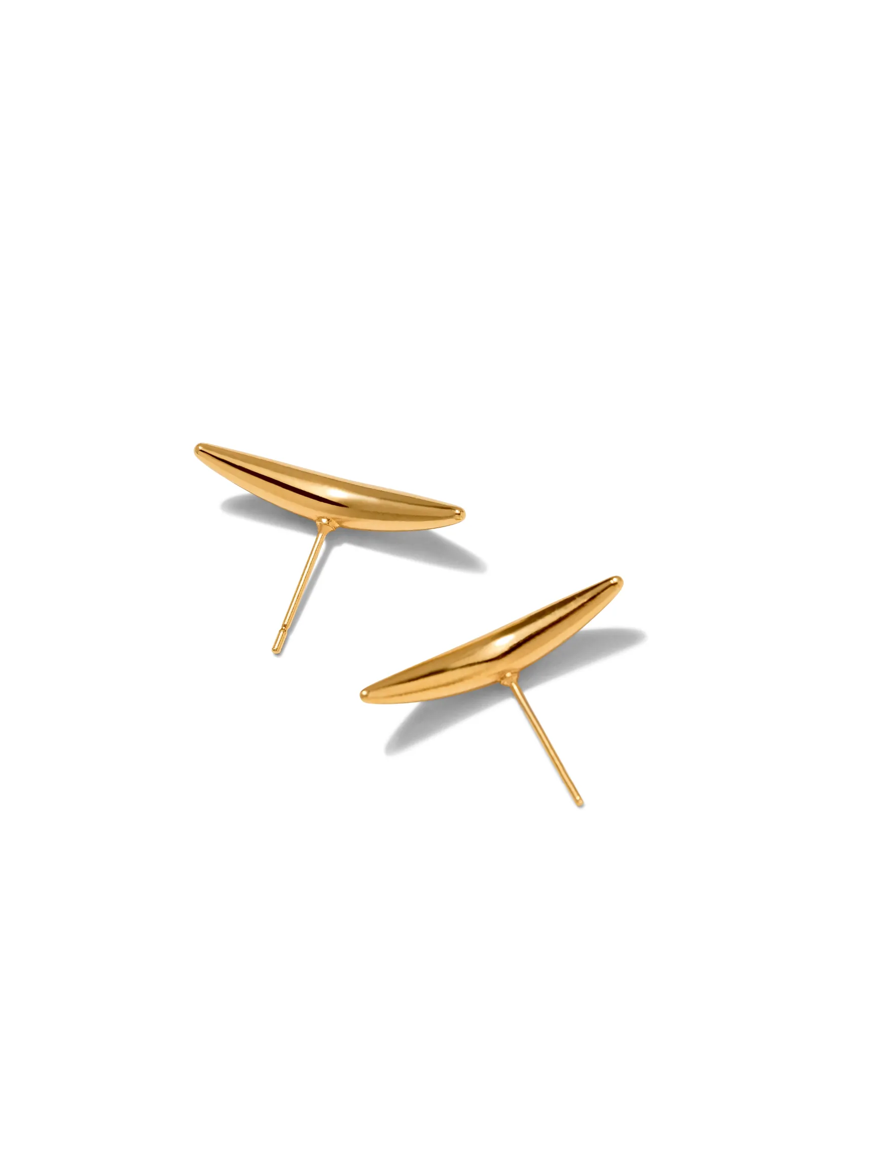 Gold Crescent Stud Post Earrings