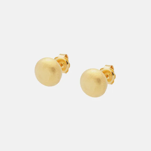 Gold-Dipped Matte Round Puffy Stud Earrings