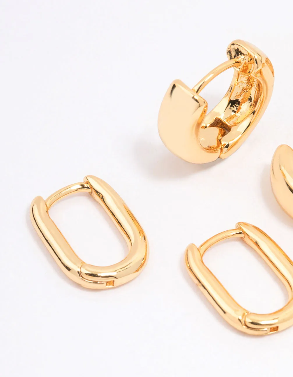 Gold Plated Basic Huggie Hoop Earring 6-Pack