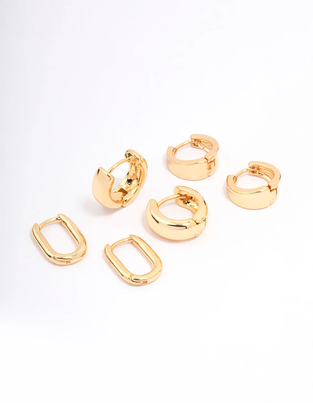 Gold Plated Basic Huggie Hoop Earring 6-Pack
