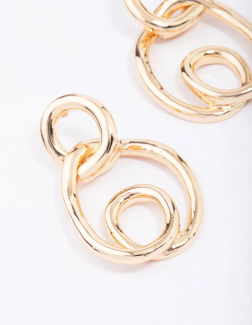 Gold Wrapped Circle Drop Earrings