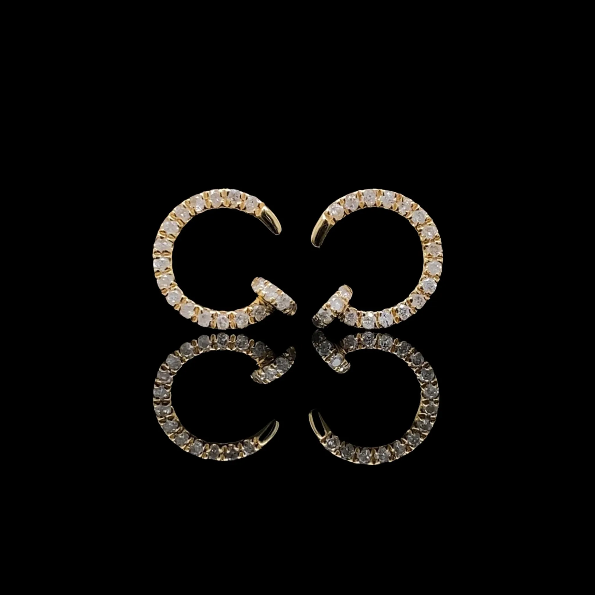 Golden Crescent Crawler Hoop Diamond Earrings 18kt