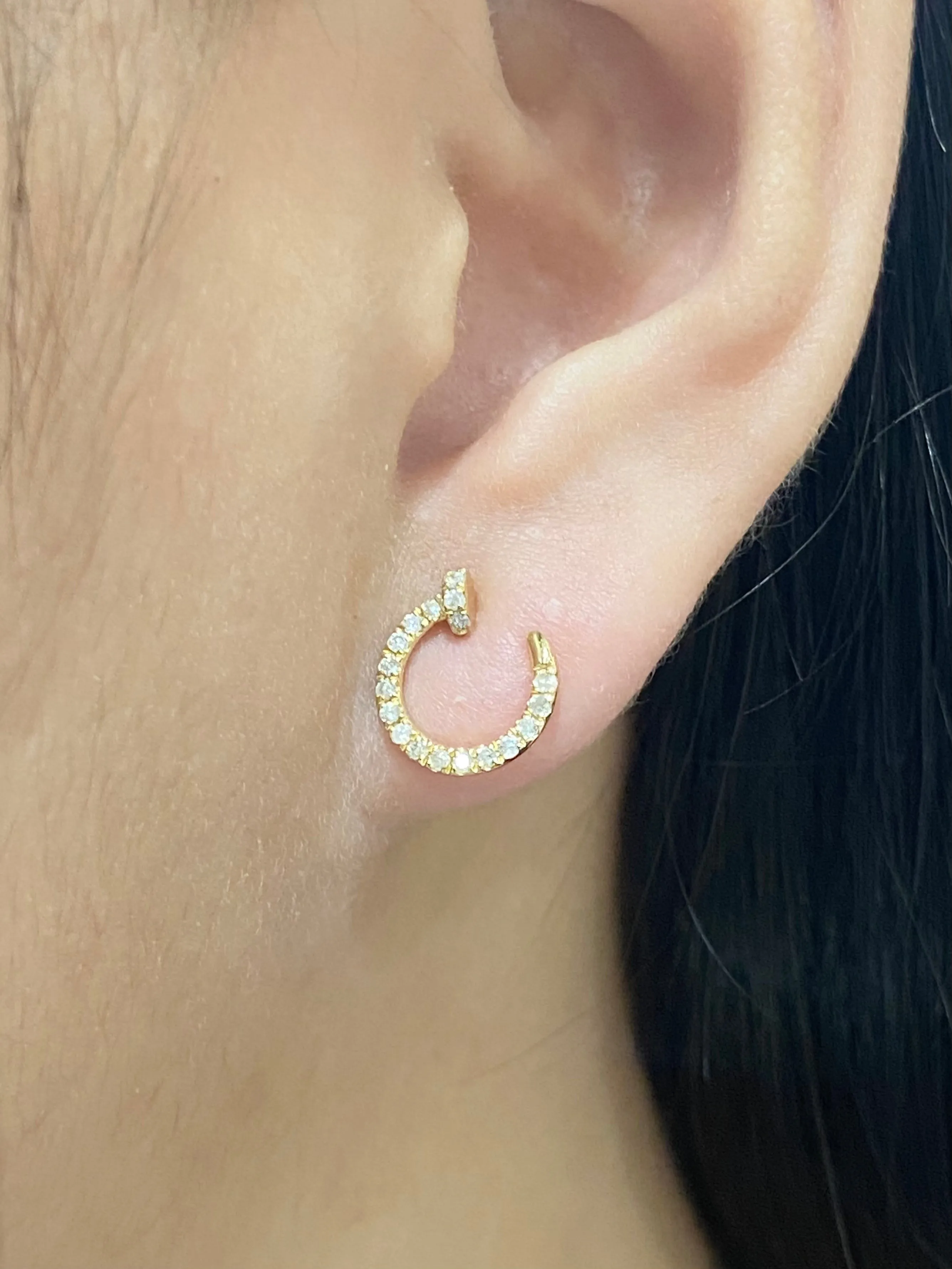 Golden Crescent Crawler Hoop Diamond Earrings 18kt