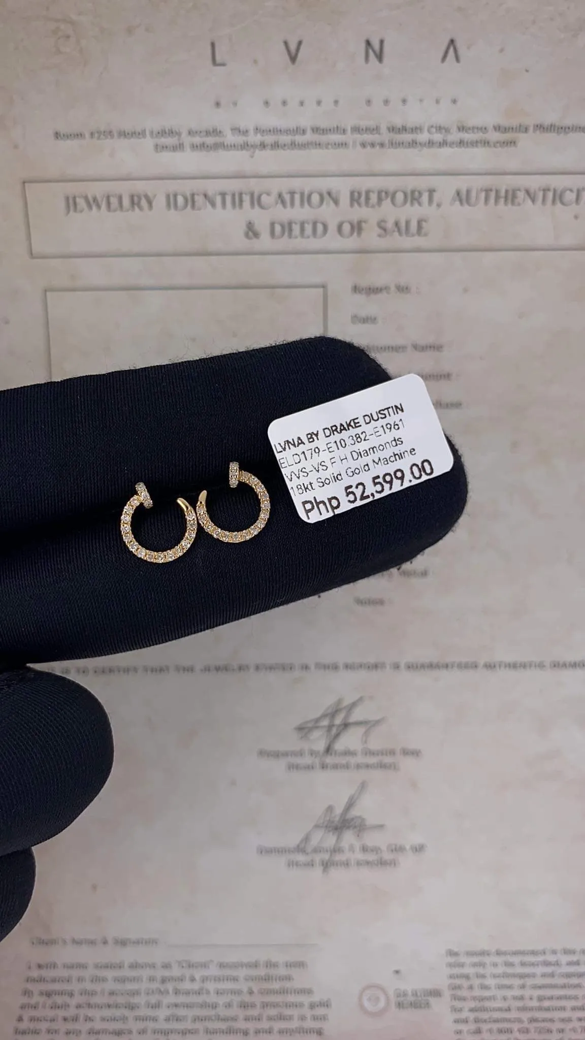 Golden Crescent Crawler Hoop Diamond Earrings 18kt
