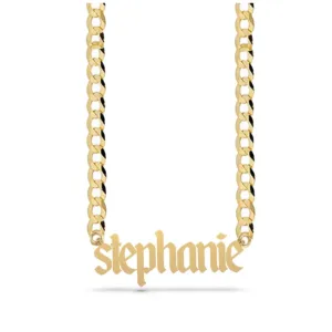 Gothic Solid Name Cuban Link Necklace