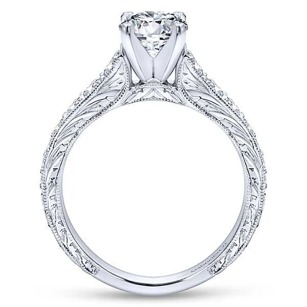 Graduated Engraved Shank Diamond Ring .47Cttw 14k Gold  47A