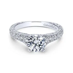 Graduated Engraved Shank Diamond Ring .47Cttw 14k Gold  47A