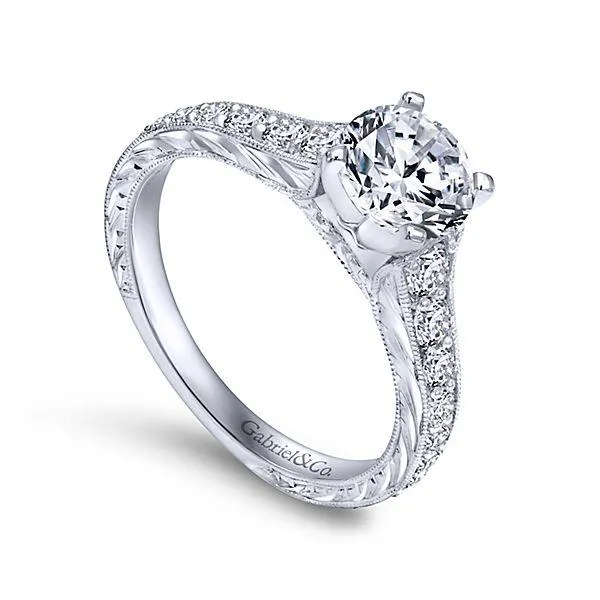 Graduated Engraved Shank Diamond Ring .47Cttw 14k Gold  47A