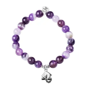 Graduation Cap | Stone Beaded Charm Bracelet | Amethyst