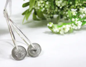 Gray Beaded Sterling Silver Hoop Earrings