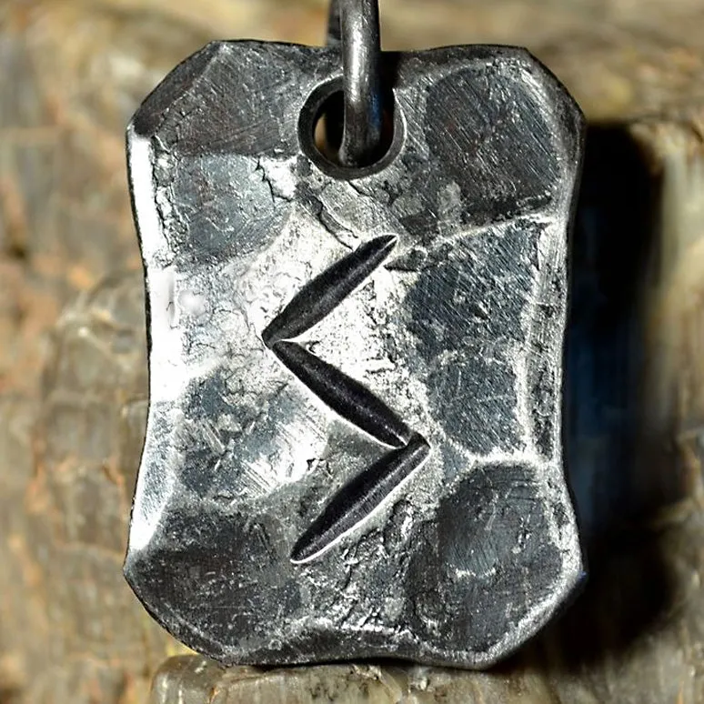 Hand Forged Steel Rune Pendants