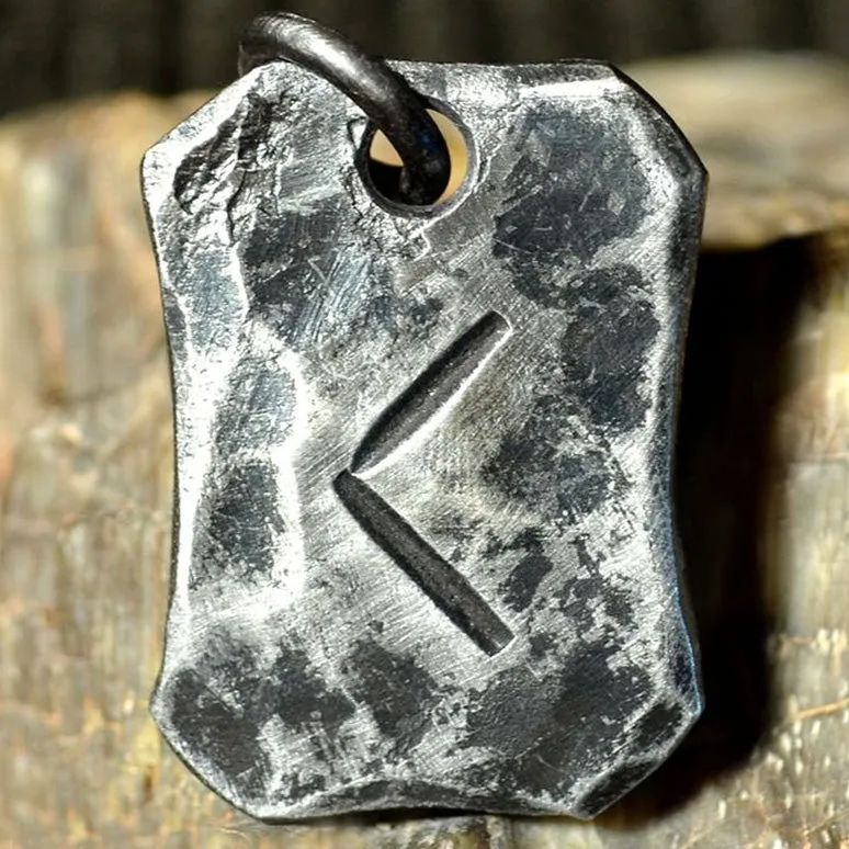 Hand Forged Steel Rune Pendants