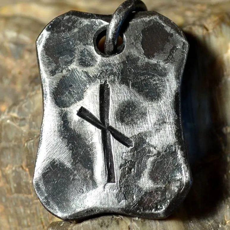 Hand Forged Steel Rune Pendants