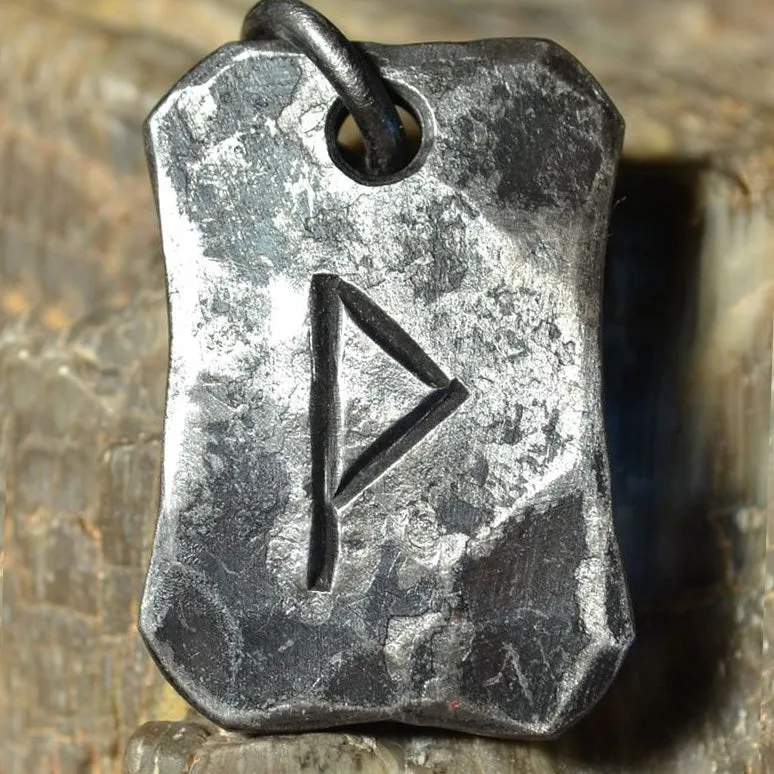 Hand Forged Steel Rune Pendants